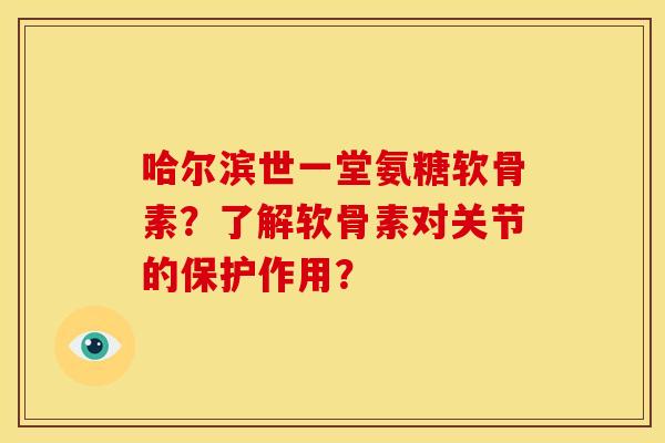 哈尔滨世一堂氨糖软骨素？了解软骨素对关节的保护作用？