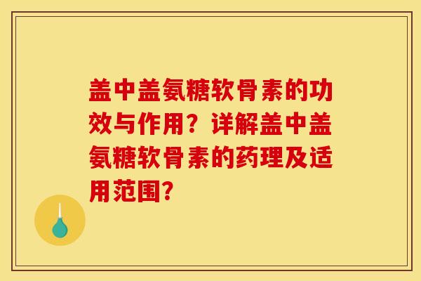 盖中盖氨糖软骨素的功效与作用？详解盖中盖氨糖软骨素的药理及适用范围？