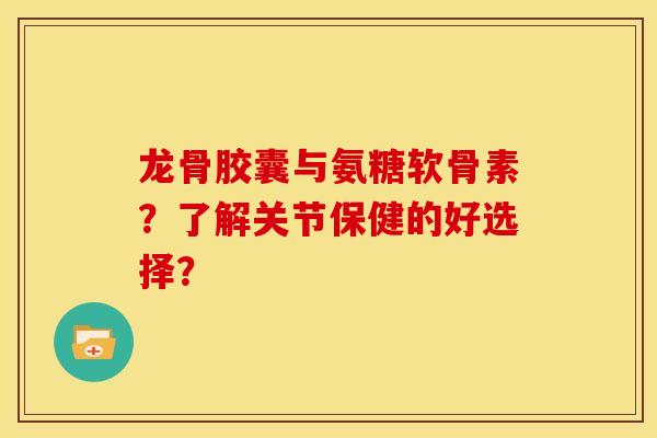 龙骨胶囊与氨糖软骨素？了解关节保健的好选择？