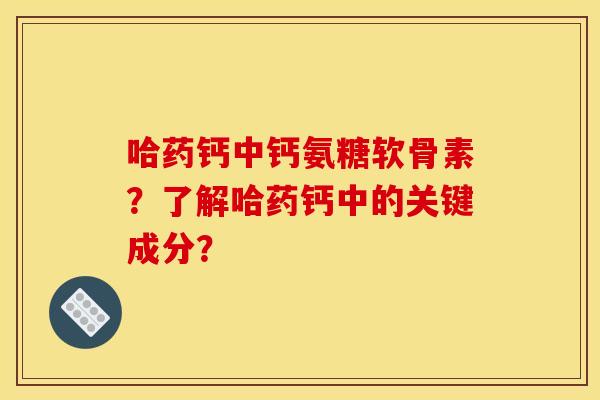 哈药钙中钙氨糖软骨素？了解哈药钙中的关键成分？