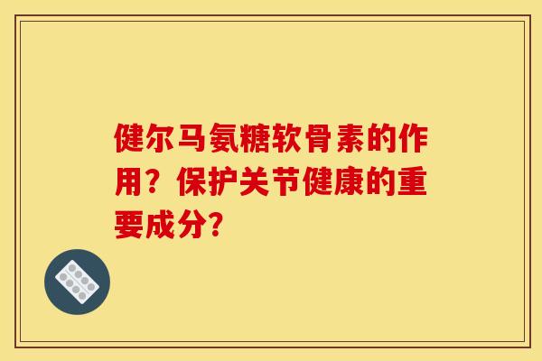健尔马氨糖软骨素的作用？保护关节健康的重要成分？
