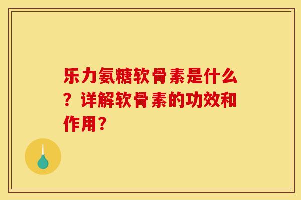乐力氨糖软骨素是什么？详解软骨素的功效和作用？