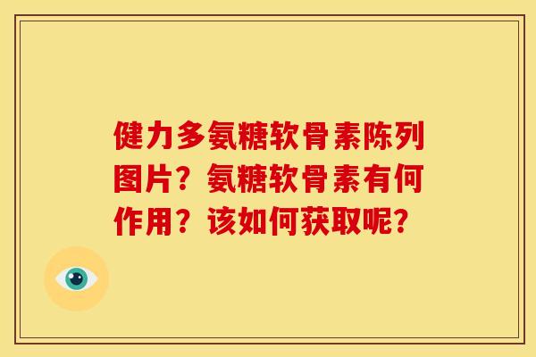 健力多氨糖软骨素陈列图片？氨糖软骨素有何作用？该如何获取呢？