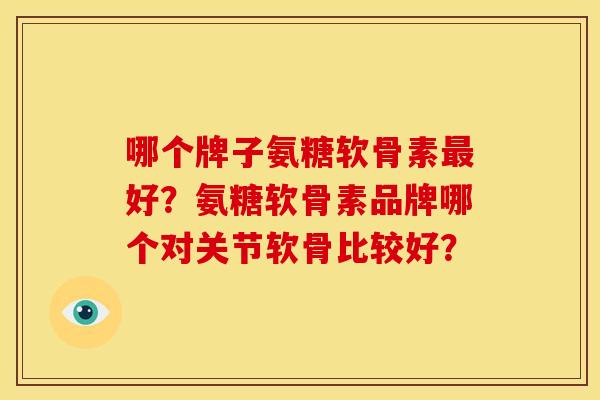 哪个牌子氨糖软骨素最好？氨糖软骨素品牌哪个对关节软骨比较好？