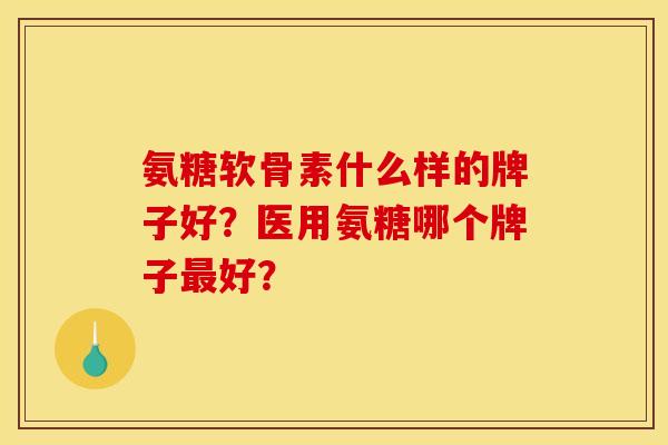 氨糖软骨素什么样的牌子好？医用氨糖哪个牌子最好？
