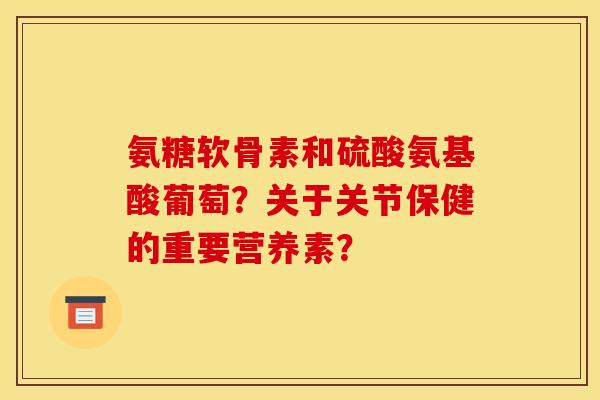 氨糖软骨素和硫酸氨基酸葡萄？关于关节保健的重要营养素？