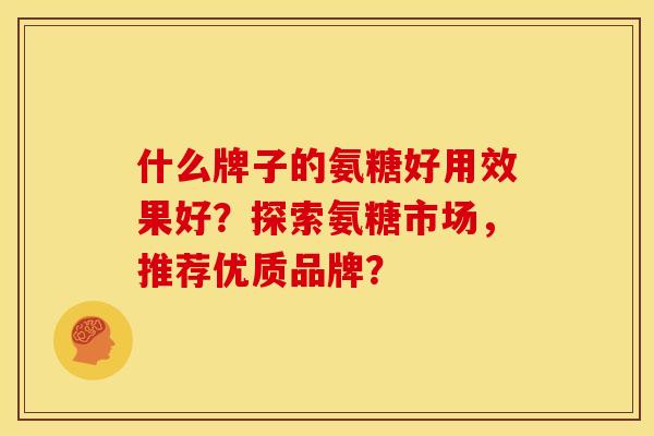 什么牌子的氨糖好用效果好？探索氨糖市场，推荐优质品牌？