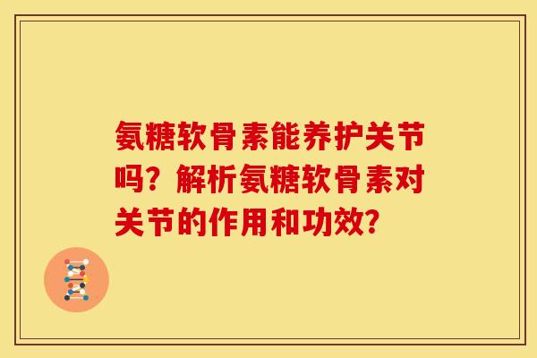 氨糖软骨素能养护关节吗？解析氨糖软骨素对关节的作用和功效？