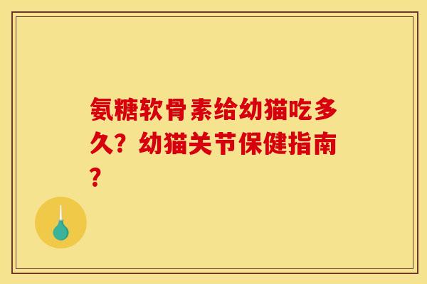氨糖软骨素给幼猫吃多久？幼猫关节保健指南？