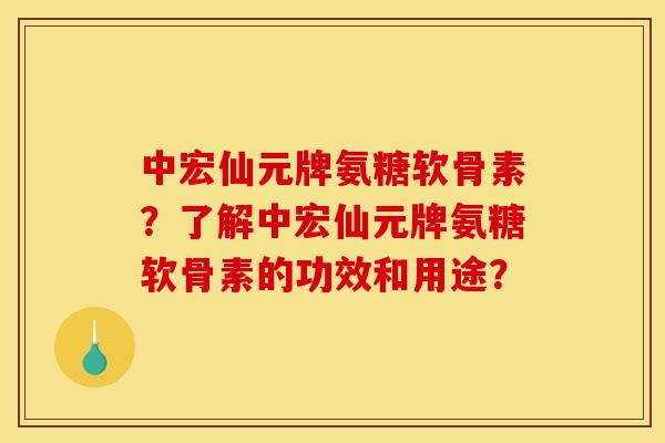 中宏仙元牌氨糖软骨素？了解中宏仙元牌氨糖软骨素的功效和用途？