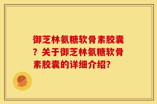御芝林氨糖软骨素胶囊？关于御芝林氨糖软骨素胶囊的详细介绍？