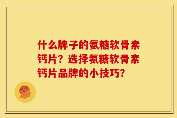 什么牌子的氨糖软骨素钙片？选择氨糖软骨素钙片品牌的小技巧？