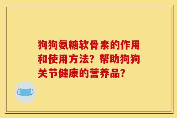 狗狗氨糖软骨素的作用和使用方法？帮助狗狗关节健康的营养品？