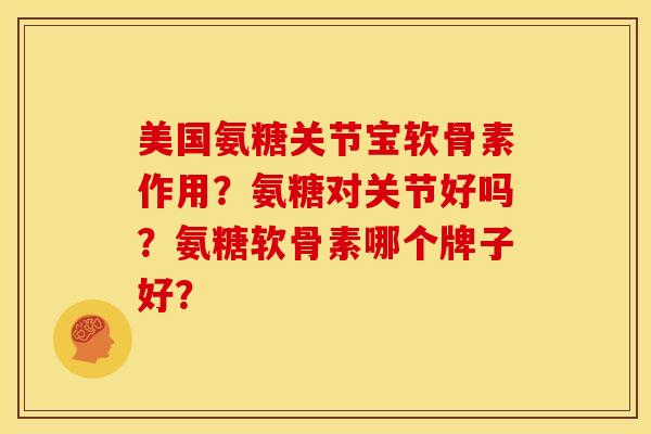 美国氨糖关节宝软骨素作用？氨糖对关节好吗？氨糖软骨素哪个牌子好？