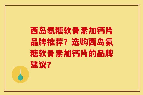 西岛氨糖软骨素加钙片品牌推荐？选购西岛氨糖软骨素加钙片的品牌建议？