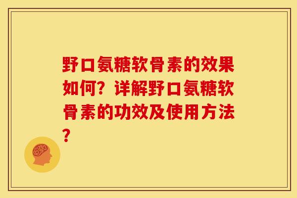野口氨糖软骨素的效果如何？详解野口氨糖软骨素的功效及使用方法？