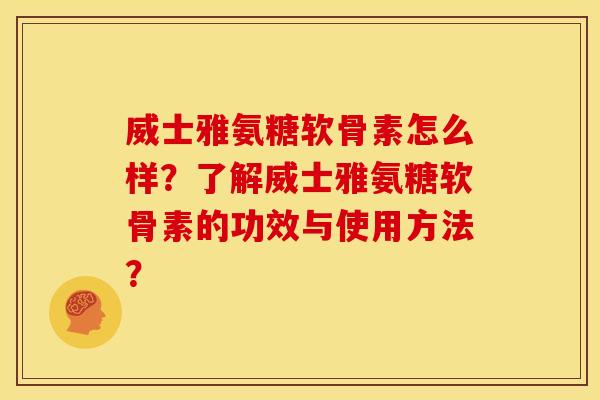 威士雅氨糖软骨素怎么样？了解威士雅氨糖软骨素的功效与使用方法？