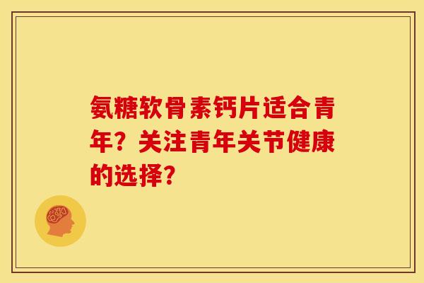 氨糖软骨素钙片适合青年？关注青年关节健康的选择？