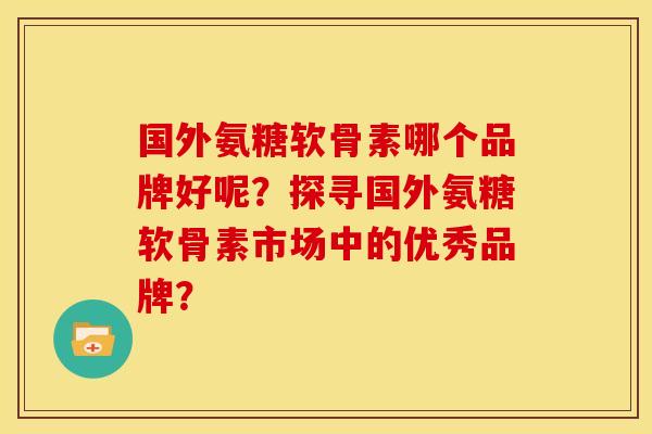 国外氨糖软骨素哪个品牌好呢？探寻国外氨糖软骨素市场中的优秀品牌？