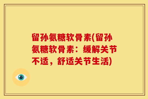 留孙氨糖软骨素(留孙氨糖软骨素：缓解关节不适，舒适关节生活)