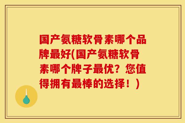 国产氨糖软骨素哪个品牌最好(国产氨糖软骨素哪个牌子最优？您值得拥有最棒的选择！)