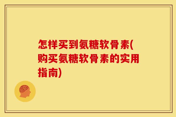 怎样买到氨糖软骨素(购买氨糖软骨素的实用指南)