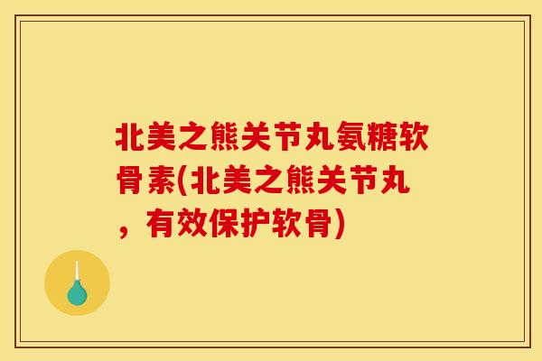 北美之熊关节丸氨糖软骨素(北美之熊关节丸，有效保护软骨)
