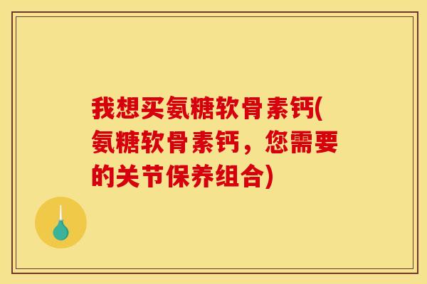 我想买氨糖软骨素钙(氨糖软骨素钙，您需要的关节保养组合)