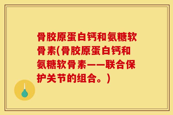 骨胶原蛋白钙和氨糖软骨素(骨胶原蛋白钙和氨糖软骨素——联合保护关节的组合。)