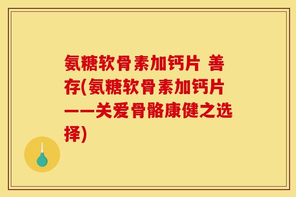 氨糖软骨素加钙片 善存(氨糖软骨素加钙片——关爱骨骼康健之选择)