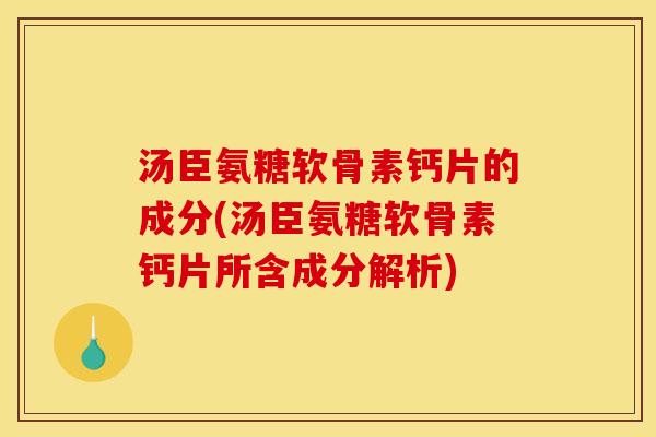 汤臣氨糖软骨素钙片的成分(汤臣氨糖软骨素钙片所含成分解析)