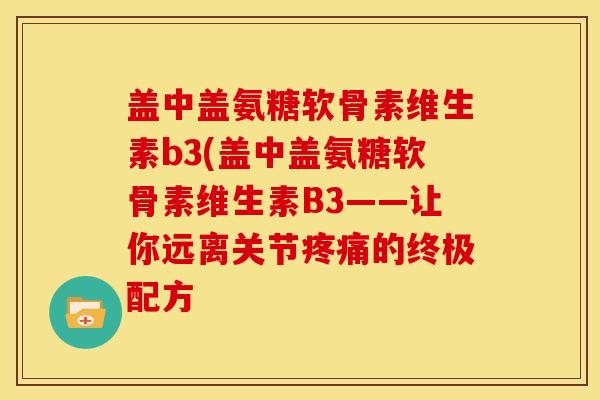 盖中盖氨糖软骨素维生素b3(盖中盖氨糖软骨素维生素B3——让你远离关节疼痛的终极配方