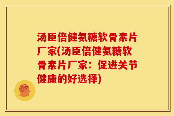 汤臣倍健氨糖软骨素片厂家(汤臣倍健氨糖软骨素片厂家：促进关节健康的好选择)