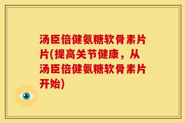 汤臣倍健氨糖软骨素片片(提高关节健康，从汤臣倍健氨糖软骨素片开始)