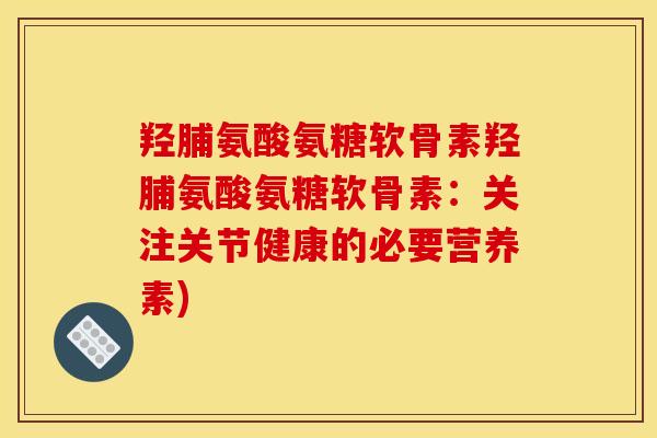 羟脯氨酸氨糖软骨素羟脯氨酸氨糖软骨素：关注关节健康的必要营养素)