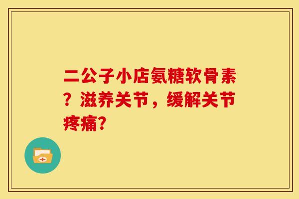 二公子小店氨糖软骨素？滋养关节，缓解关节疼痛？