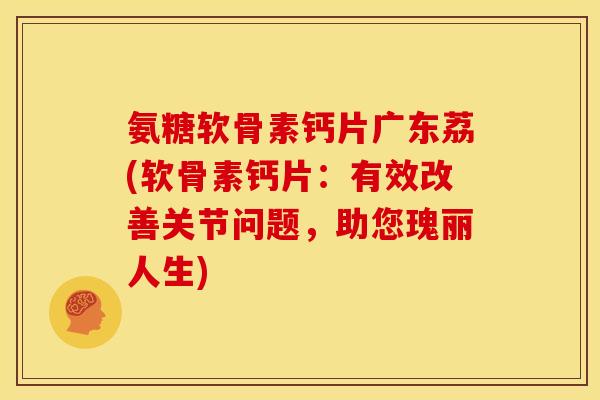 氨糖软骨素钙片广东荔(软骨素钙片：有效改善关节问题，助您瑰丽人生)