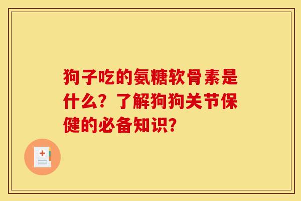 狗子吃的氨糖软骨素是什么？了解狗狗关节保健的必备知识？