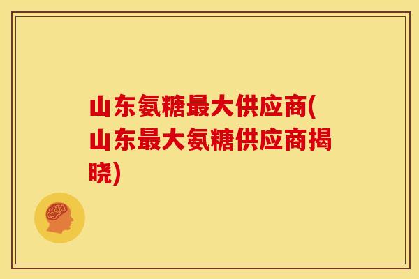 山东氨糖最大供应商(山东最大氨糖供应商揭晓)