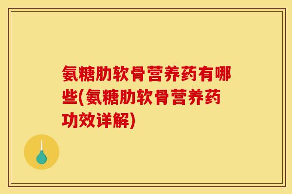 氨糖肋软骨营养药有哪些(氨糖肋软骨营养药功效详解)