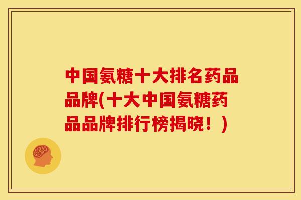 中国氨糖十大排名药品品牌(十大中国氨糖药品品牌排行榜揭晓！)