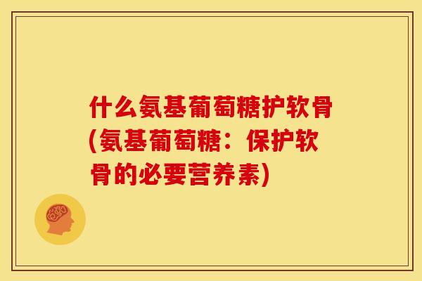 什么氨基葡萄糖护软骨(氨基葡萄糖：保护软骨的必要营养素)