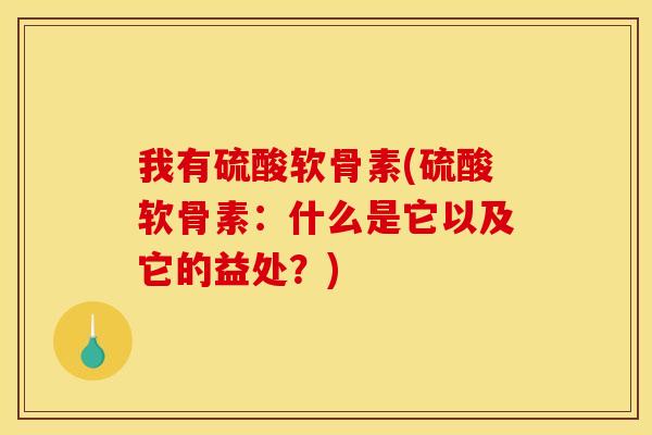 我有硫酸软骨素(硫酸软骨素：什么是它以及它的益处？)