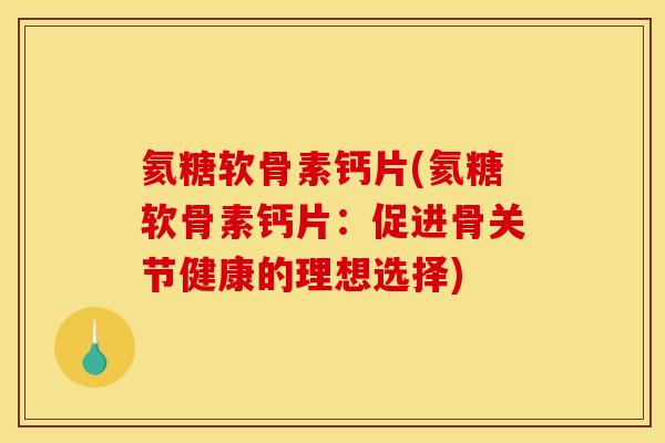 氦糖软骨素钙片(氦糖软骨素钙片：促进骨关节健康的理想选择)