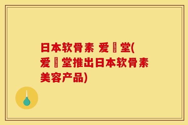 日本软骨素 爱粧堂(爱粧堂推出日本软骨素美容产品)
