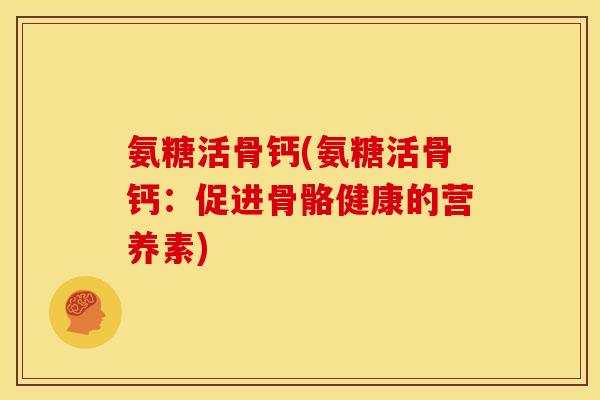氨糖活骨钙(氨糖活骨钙：促进骨骼健康的营养素)