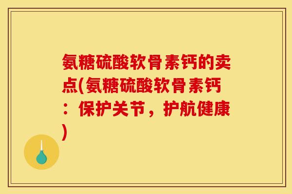 氨糖硫酸软骨素钙的卖点(氨糖硫酸软骨素钙：保护关节，护航健康)