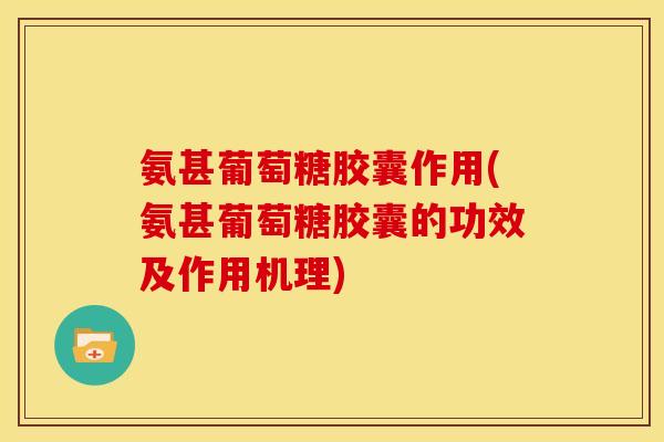 氨甚葡萄糖胶囊作用(氨甚葡萄糖胶囊的功效及作用机理)