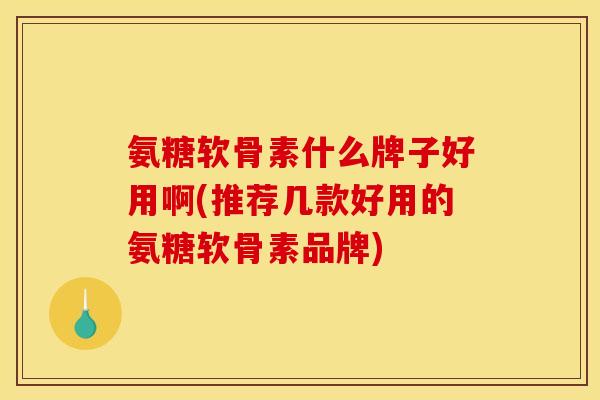 氨糖软骨素什么牌子好用啊(推荐几款好用的氨糖软骨素品牌)