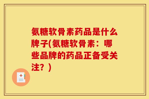 氨糖软骨素药品是什么牌子(氨糖软骨素：哪些品牌的药品正备受关注？)